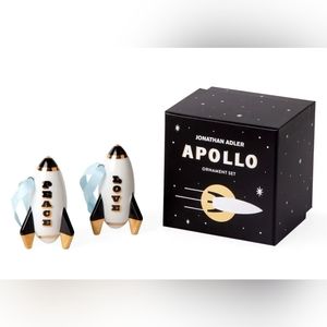 New retired Jonathan Adler Apollo Ornament Set Space Ship Brand New Love Peace